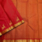 Red Handwoven Pure Silk Kanchipuram Saree with Maan Deer Butta Motifs