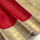 Red Veldhari zari stripe Kanchipuram silk saree