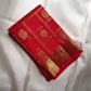 Vermilion Red Handwoven Pure Silk Kanchipuram Saree with Zari Kattam Border