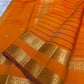 Kanchipattu silk saree in sunset orange with reddish pink border Veldhari Rettapet weave traditional zari detail