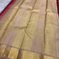 Reddish Pink Korvai Kanjivaram pure silk saree draped view