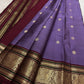 Kurinji Violet Pure Silk KanchiPattu Peacock Butta Saree with Maroon Zari Border – view 3
