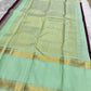 Raspberry Magenta pure silk Kanchipuram saree, Rettapet weave with Pastel Aqua Mint border — blouse piece detail