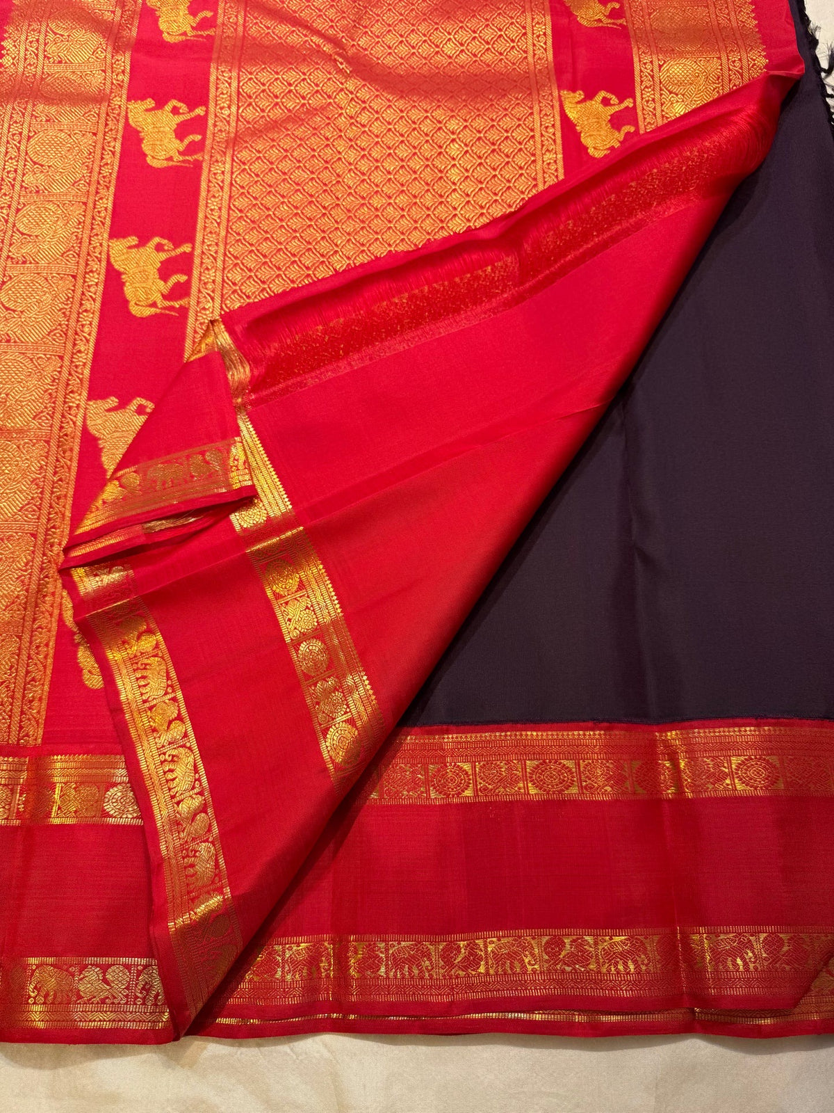 Rettapet zari butta Kanchipuram pure silk saree pallu
