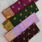 Rich Burgundy Kanjipuram silk saree body close-up with Zari Kattam checked grid