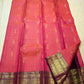Deep plum korvai border on rose orange shot colour Kanchipuram pure silk saree — Idam Living