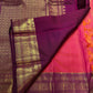 Rich gold zari pallu on rose orange double shade Kanchipuram silk saree — Idam Living