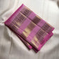 Folded Rose Orchid Pink Varisaipet saree showing traditional figurative gold zari border motifs.