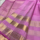 Rose Orchid Pink Pure Silk Kanchipuram Varisaipet saree with gold zari border and woven pallu.