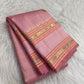 Rose Petal Pink Kanjeevaram silk saree, Oosivaanam vertical zari filament detail on pallu