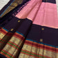 Rose pink and deep aubergine tissue Pure Silk Kanjivaram saree full view