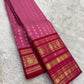 Rose pink Kancheepuram silk saree folded, full view