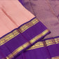 Rose pink Kanchi Pattu saree with Kanchi Kattam checks and royal purple zari border.