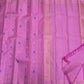 Fine gold zari seepu reku border on rose pink handwoven Kanchipuram silk saree — Idam Living