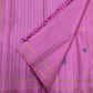 Close-up of navy and copper silk thread butta on rose pink Kanchipuram pure silk saree — Idam Living
