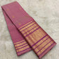 Varisaipet vanasringaram gold zari border on rose pink Kanchipuram pure silk saree — Idam Living