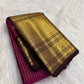 Fine hand-laid gold oosivaanam stripes across vadamalli pink and antique gold silk
