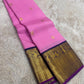 Rose Pink and Navy Blue Handwoven Pure Silk Kancheepuram Saree with Kamalam Butta and Korvai Sorgavaasal Mayil Border
