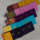 Rose Pink and Navy Blue Handwoven Pure Silk Kancheepuram Saree with Kamalam Butta and Korvai Sorgavaasal Mayil Border