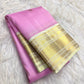 Intricate gold zari pallu detail on Warm Ivory Kanchipuram silk