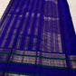 Radiant Neelam Blue Handwoven Pure Silk Kanchipuram Varisaipet Saree with Zari Mayil Chakram Buttas