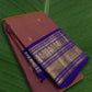 Rosewood copper korvai Kanjivaram silk saree with small zari butta and royal violet border – Idam Living