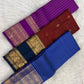 Royal Azure Blue Kanjipuram silk saree, border close-up detail — Idam Living