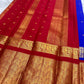 Gold zari stylized bird border on Royal Blue pure silk Kanjivaram saree.