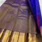 Royal Blue and Gold Handwoven Pure Silk Kancheepuram Saree with Twin Kili Butta Motif and Temple Border