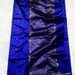 Royal blue Chanderi saree opened to display its finely lined metallic pallu.