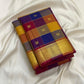 Multicolour Kanchipuram Paalum Pazhamum border with broad antique-gold zari and raspberry framing.
