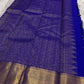 Close-up of handwoven Gandaberunda zari motif on Royal Blue Zari Kattam Pure Silk Kanchipuram saree.