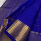 Royal Blue Gandaberunda Zari Kattam Kanjivaram saree styled to show the grand woven pallu.