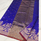 Royal blue Chanderi silk with antique-gold floral border