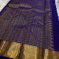 Royal Blue and Gold Handwoven Pure Silk Kanjipuram Saree with Zari Kattam Vairaoosi Body and Self-Colour Border