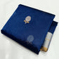 Deep blue handwoven Chanderi silk saree with floral motifs