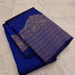 Gaja-Yali border detail on Royal Blue Kanchi Pattu pure silk saree