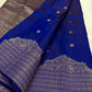 Pallu detail with Gaja-Yali motifs on Royal Blue Kanchi Pattu silk saree