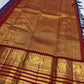Royal blue Kancheepuram saree with Zari Kattam Korvai elephant peacock border — Idam Living