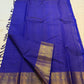 Royal blue Kancheepuram silk saree, pallu with gold zari work