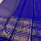 Royal blue Kanchipuram silk saree with detailed ornate bands in antique gold zari