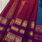 Royal blue and magenta Kancheepuram Varisaipet silk saree, full drape