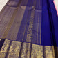 Deep Royal Blue Kanchipuram border with grand Mayil gold zari motifs