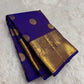 Neelam Blue handwoven Pure Silk Kanchipuram saree showing the full body and contrast zari border.