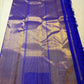 Close-up of ettukol antique copper zari border on royal blue Kanchipuram pure silk saree — Idam Living