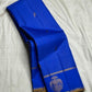 Radiant royal blue pure silk Kanchi Pattu Zari Kattam saree, full drape view