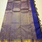 Mustard gold korvai contrast border on royal blue Kanchipuram silk saree — Idam Living