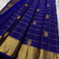 Self blue border with dense gold zari on royal blue Kanjivaram Kanchipuram silk saree — Idam Living