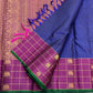 Close-up of vanasringaram butta in gold zari on royal blue Kanchipuram pure silk saree — Idam Living
