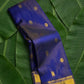 Royal blue handwoven Kanchipuram pure silk saree with vairaoosi weave and kamalam butta in gold zari — Idam Living
